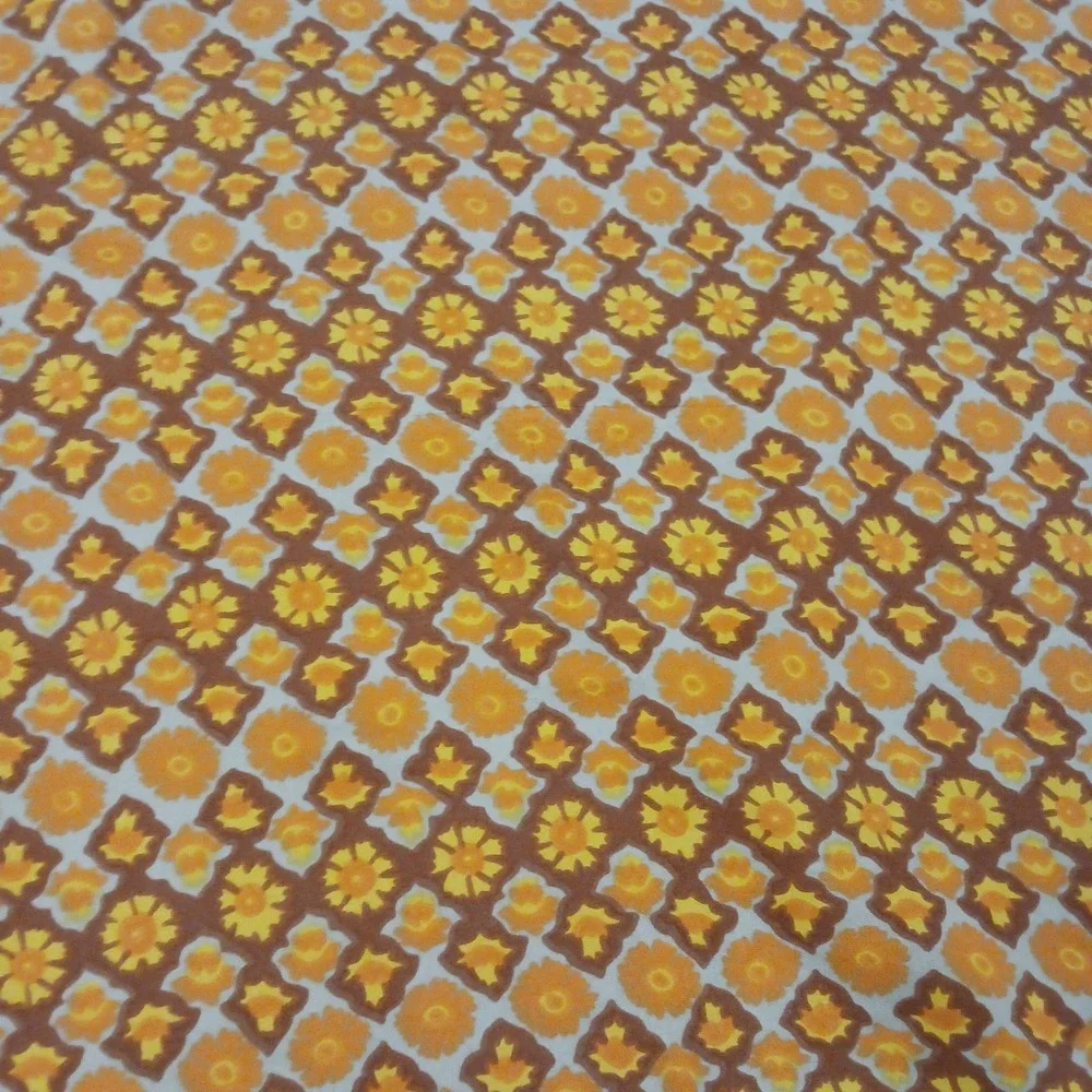 Vera Neumann Silk Scarf Gold Piece Collection Orange Floral Geometric Italy